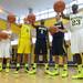 From right, Michigan freshman Nik Stauskas, Mitch McGary, Glenn Robinson III, Spike Albrecht and Caris LeVert pose for a photo during media day at the Player Development Center on Wednesday. Melanie Maxwell I AnnArbor.com